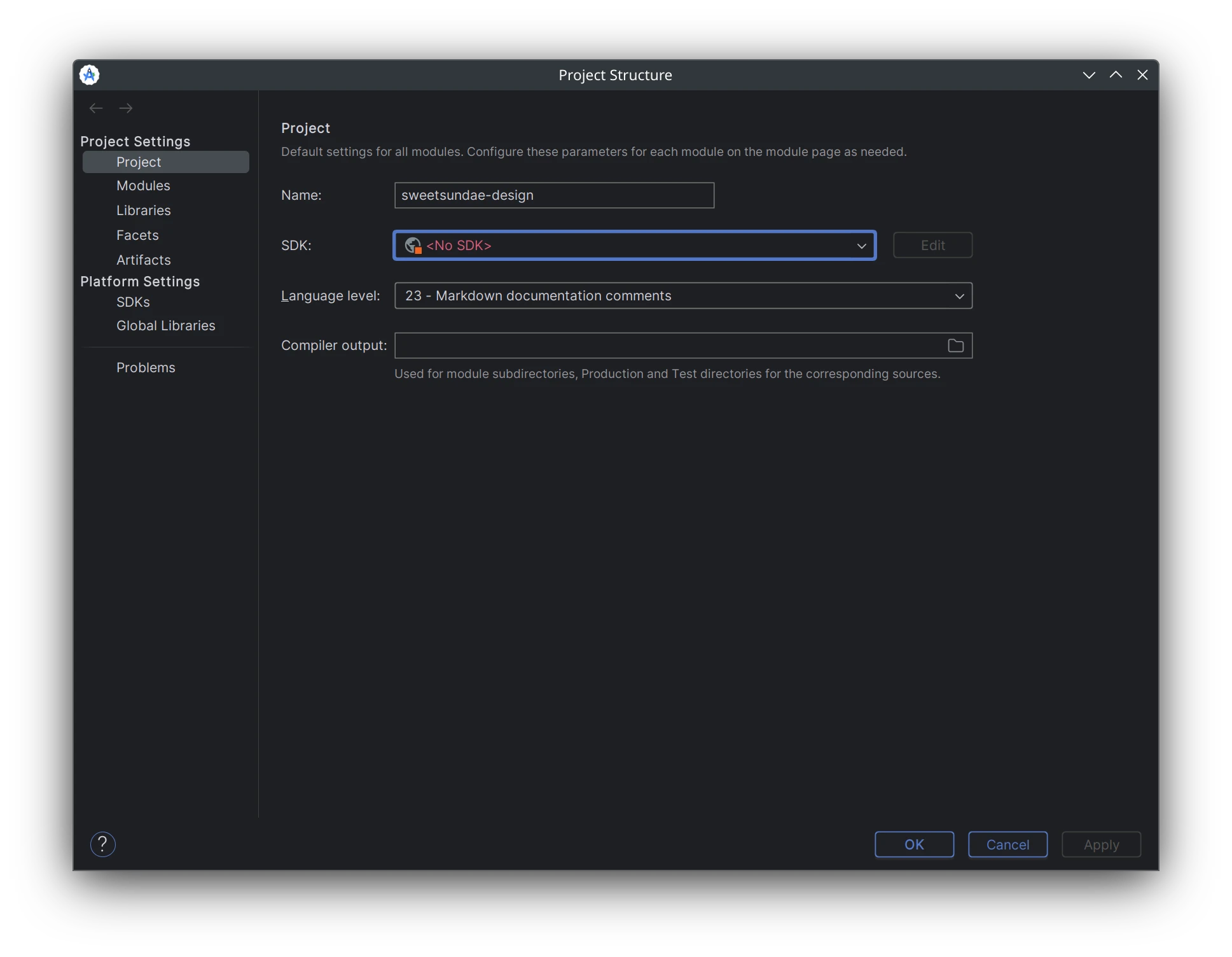 project structure window